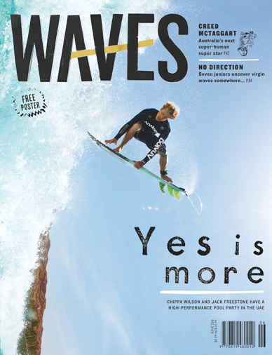 Chippa Wilson Waves Magazine Cover Wadi Wave Pool Waves Magazine Cover Shot by Matthew O'Brien