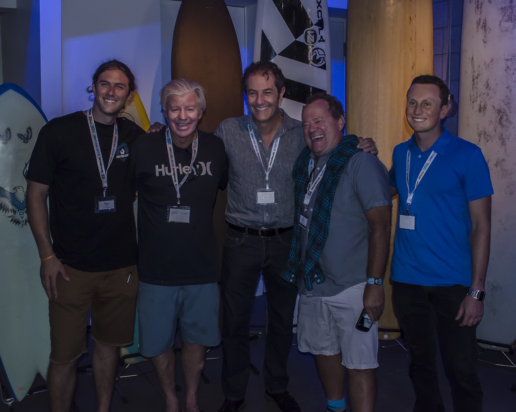 Champions of the Surf meet Champions of the Summit... left to right: Matt Reilly, Wayne 'Rabbit' Bartholemew, Shaun Thomson, PT Townend, John Luff 