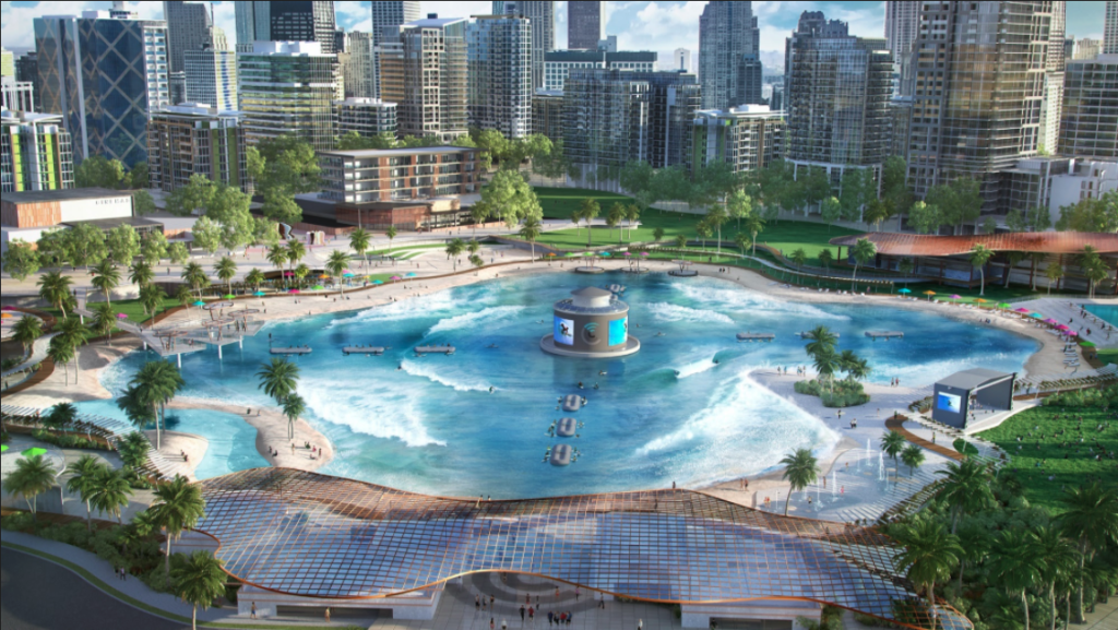 Artist impression of Surf Lakes new model designed for reduced-size land areas