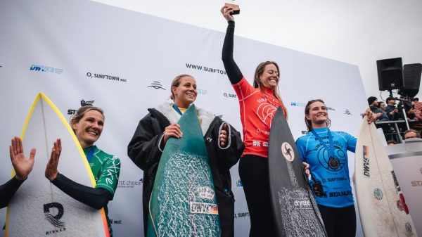 Female surfing celebrating their wins in Germany.