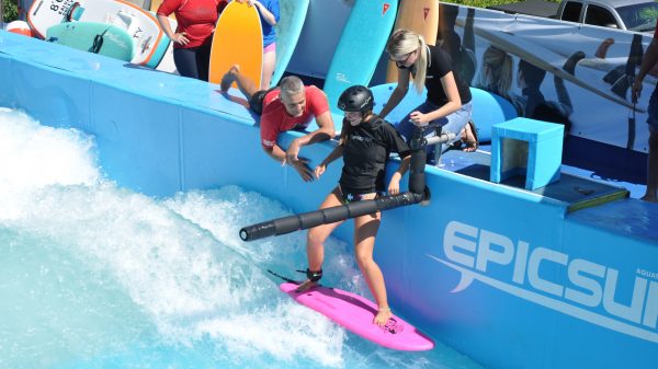 EpicSurf with a surfer.
