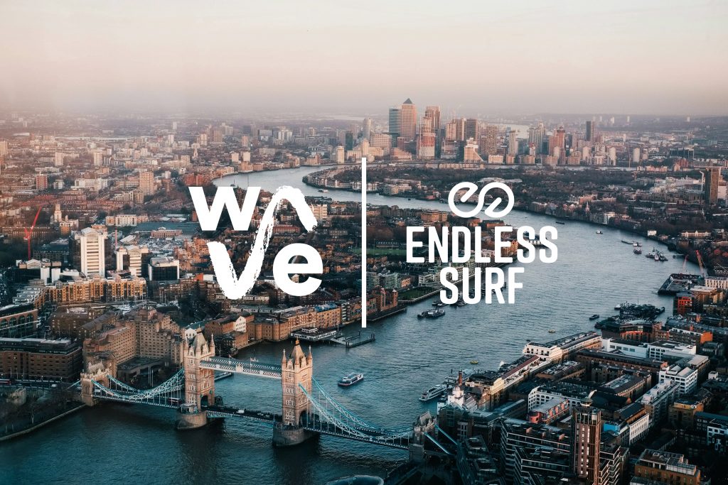 An image of London with The Wave and Endless Surf's logo