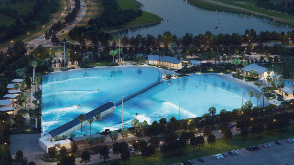 Rendering of HTX Surf in Houston, a surf park