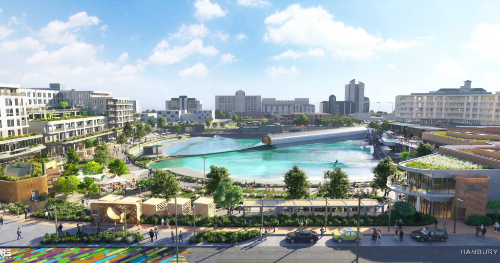 Rendering of a surf park in Virginia Beach