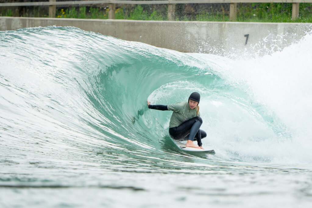 A surfer at a surf park