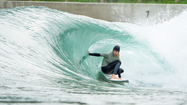 A surfer at a surf park
