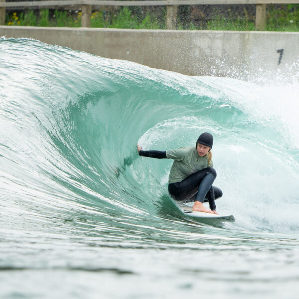 A surfer at a surf park