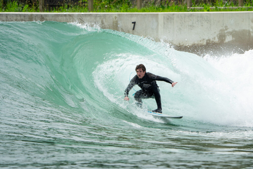 Surf park surfing competition. 