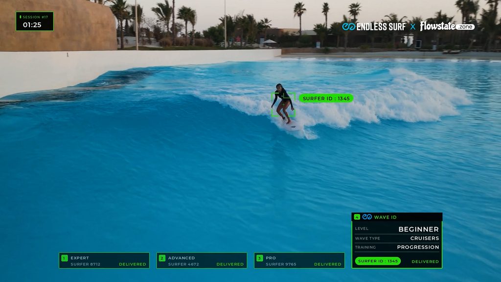 Surfing in an Endless Surf lagoon with Flowstate.