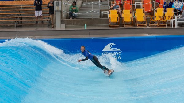 A surfer at the Continental Surf Cup rides a CityWave.