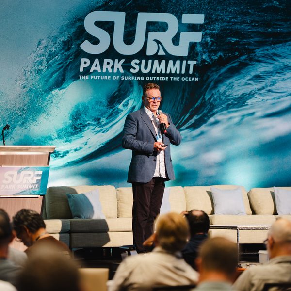 Jess Ponting of Surf Park Central on stage